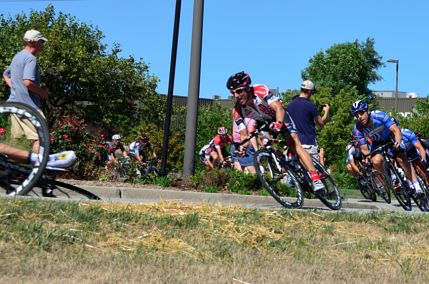 Racer after going over handlebars