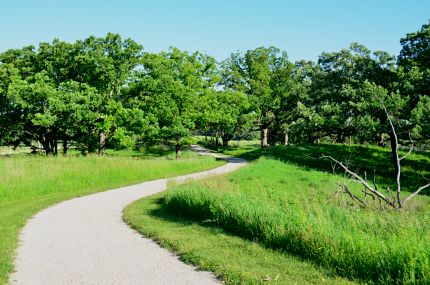 Hill on crushed stone bike path