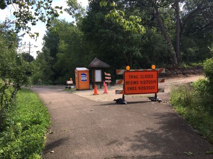 The Fox River Trail and Illinois Prairie Path intersection under construction