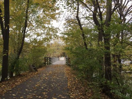 View of the bike trail bridge over the Fox River