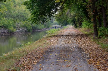 Paved part of Hennepin Trail with blue herring