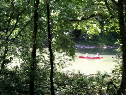 Canoers as seen from the Little Miami Trail