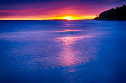 Smooth Lake Michigan  Sunset