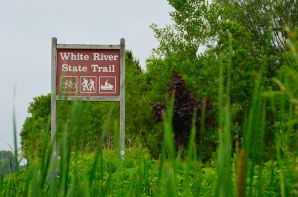 The White River Trail sign at the western trail head