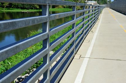 DPRT, steel railing and Des Plaines River
