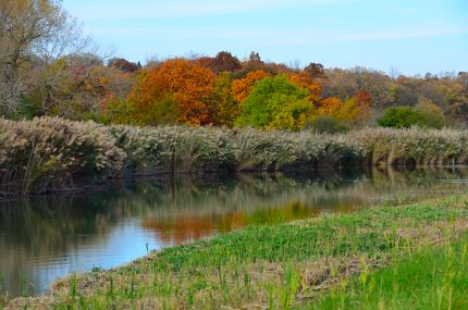 Colorful fall scenery including the canal