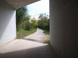 Inside of bike path tunnel
