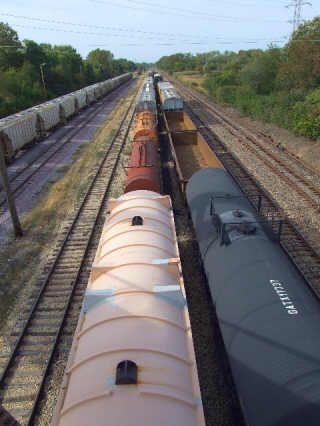 Trains as seen from bike path