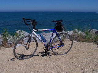Trek 1500 bike on Lake Michigan beach