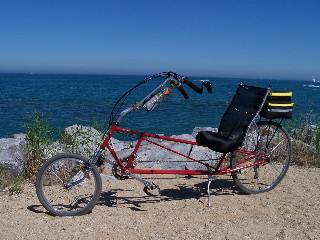 Tour Easy recumbent bike on the beach