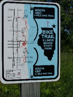 Ill. State Beach bike trail signs
