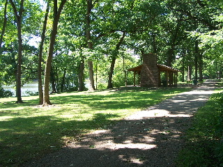 A pavillion along the River Bend Trail