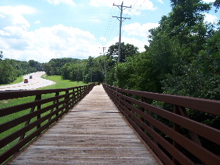 Crossing the bridge on the Randall Road Trail