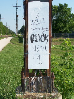 Gang graffiti along the Robert McClory Bike trail