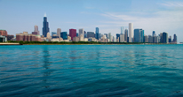 The beautiful Chicago skyline and colorful Lake Michigan