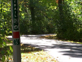 Mile marker 5 on the Busse Woods bike trail