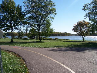 Lake view by the Busse Woods Boading Center.