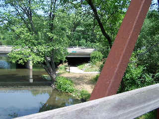 View of bike trail underpass from bridge