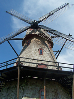Closer view of the odl Dutch windmill in geneva, Illinois