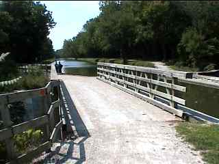 Bike trail bridge by canal