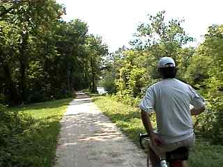 bike rider on canal bike trail