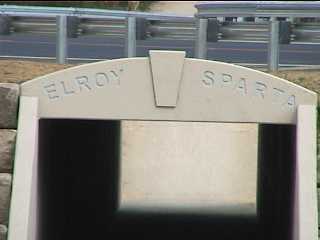 Underpass tunnel with "Elroy Sparta" sign