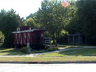 Train car on disaply by the trail