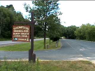Thompson Memorial Park sign near Elroy Wis